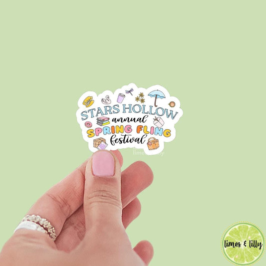 Gilmore Girls Sticker | Stars Hollow Annual Spring Fling Festival Vinyl Sticker | TV Show Inspired | Kindle Sticker | Bookish Stickers |