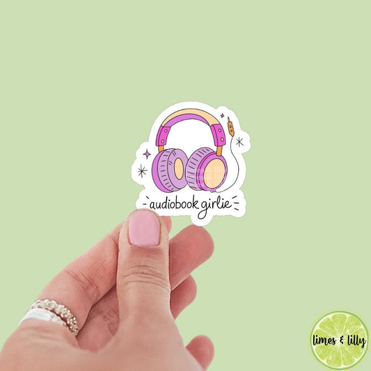 Audiobook Girlie Headphones Vinyl Sticker | Audio Books | Book Sticker | Bookish Stickers | Kindle Stickers | Book Lover
