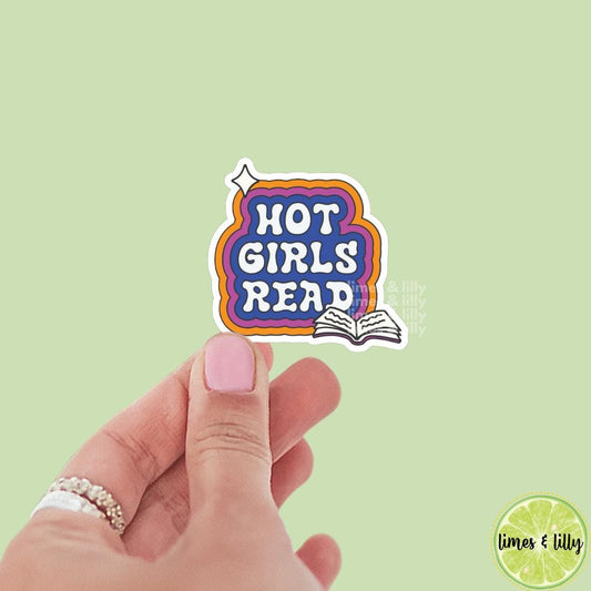 Hot Girls Read Books Retro Quote Vinyl Sticker | Kindle Stickers | Bookish Stickers | Bookish Sticker | Sticker Quote