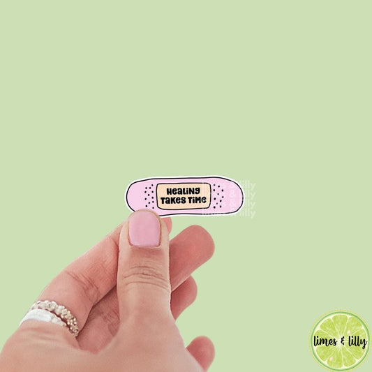 Healing Takes Time Adhesive Bandage Vinyl Sticker | Bookish Stickers | Kindle Stickers | Trendy Stickers | Positive Affirmation Stickers