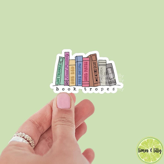 Book Tropes Rainbow Book Stack Sticker | Book Sticker | Bookish Stickers | Kindle Stickers | Book Lover | Romance Tropes