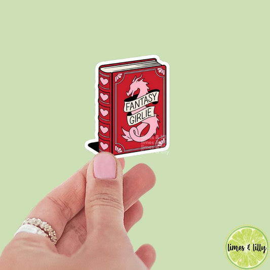 Fantasy Girlie Dragon Book Vinyl Sticker | Book Sticker | Water Bottle Sticker | Bookish Stickers | Kindle Stickers | Book Lover | Romantasy