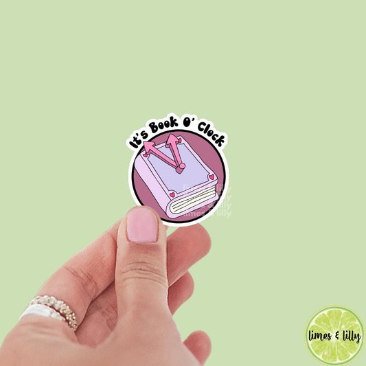 It’s Book O’Clock Alarm Clock Vinyl Sticker, kindle stickers, laptop, bookish stickers, decal, water bottle, time