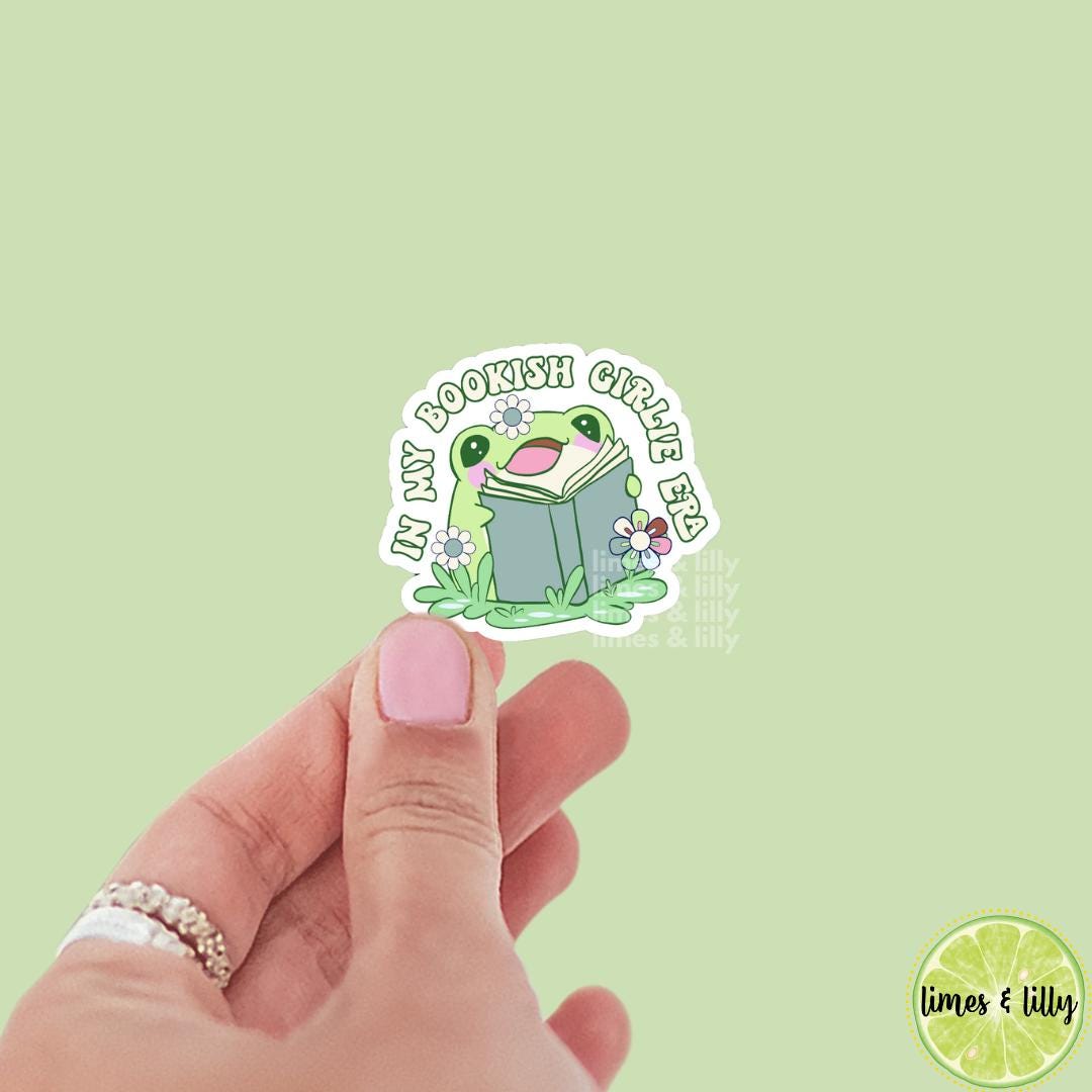 In My Bookish Girlie Era Cute Frog Reading Vinyl Sticker | Kindle Stickers | Book Club | Bookish Stickers | Funny | Die Cut