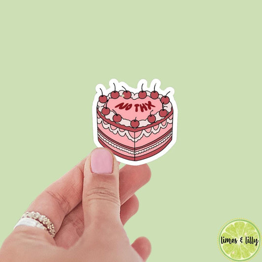 No Thx Thanks Red Cherries Whipped Cream Coquette Cake Sticker | Kindle Sticker | Bookish Stickers | Mood Reader | Funny Sticker