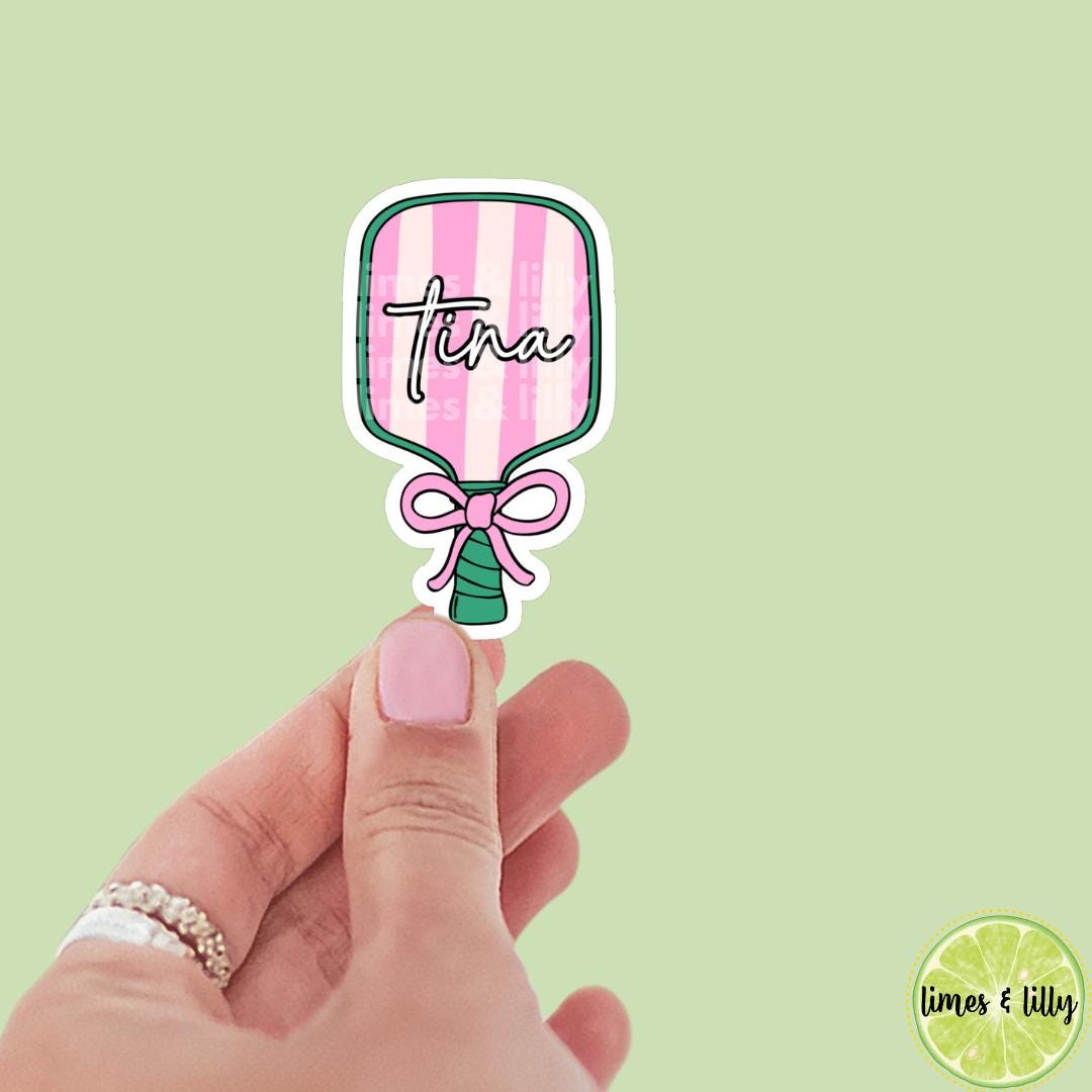 Custom Name Pickleball Paddle Girly Vinyl Sticker | Kindle Stickers | Decal Personalized | Water Bottle Sticker