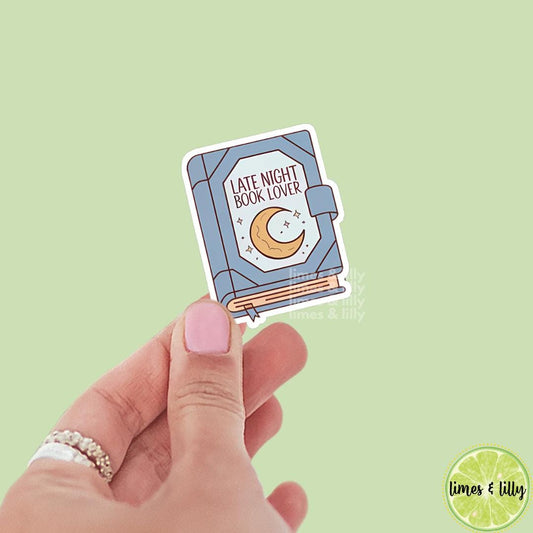 Late Night Book Lover Moon Book Vinyl Sticker | Book Stickers | Kindle Stickers | Bookish Stickers | Gift for Book Lover