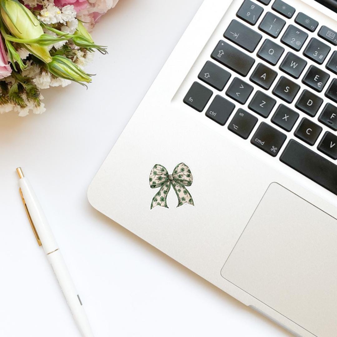 Coquette St. Patrick’s Day Shamrock Bow Sticker | Girly Stickers | Cute Stickers | Kindle Stickers | Vinyl Sticker | Water Bottle Sticker