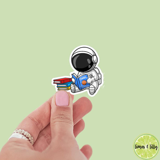 Astronaut Reading a Book Vinyl Sticker, book stickers, kindle, laptop, bookish stickers, decal, water bottle, space, space center
