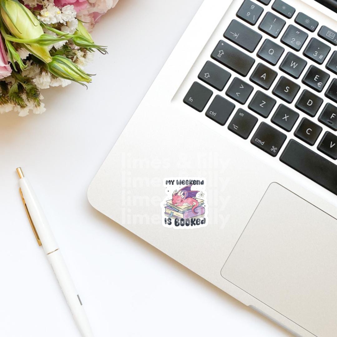 My Weekend is Booked Sleeping Dragon Vinyl Sticker | Kindle Stickers | Water Bottle Sticker | Bookish Stickers | Romantasy Book Merch
