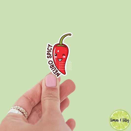 Neuro Spicy Chili Pepper Word Sticker, Neurospicy, bookish stickers, kindle stickers, mental health, neurodivergent