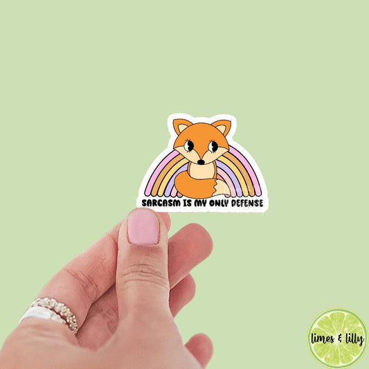 Sarcasm is My Only Defense Fox Vinyl Sticker | Funny Sticker | Sarcasm Sticker | Kindle Sticker | Bookish Stickers | Water Bottle | Laptop