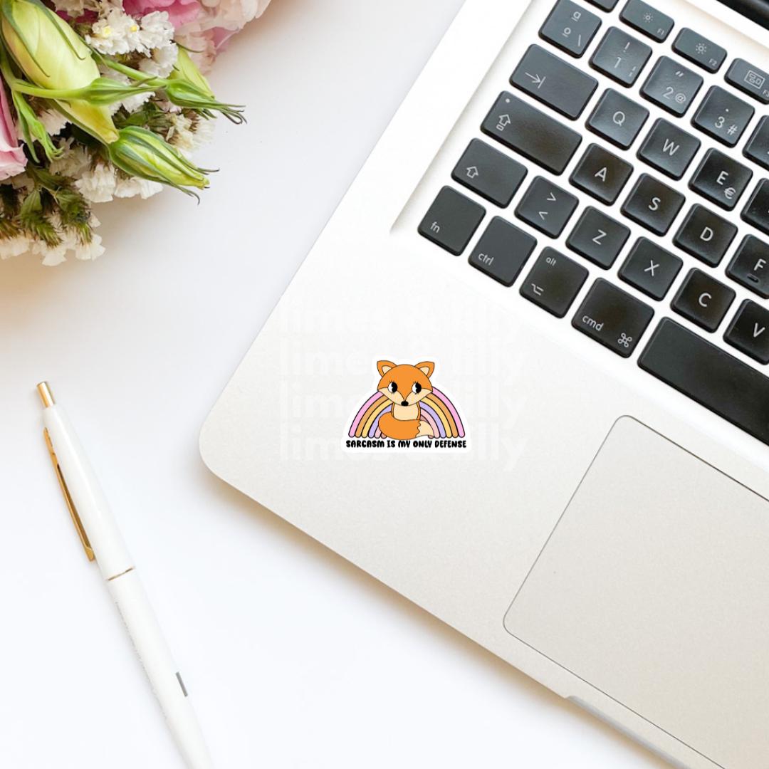 Sarcasm is My Only Defense Fox Vinyl Sticker | Funny Sticker | Sarcasm Sticker | Kindle Sticker | Bookish Stickers | Water Bottle | Laptop