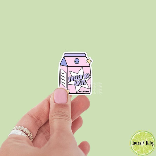Fueled by Spite 99% Bitter Juice Box Milk Carton Vinyl Sticker | Kindle Stickers | Bookish Stickers | Mood Reader | Sarcasm Stickers | Trend