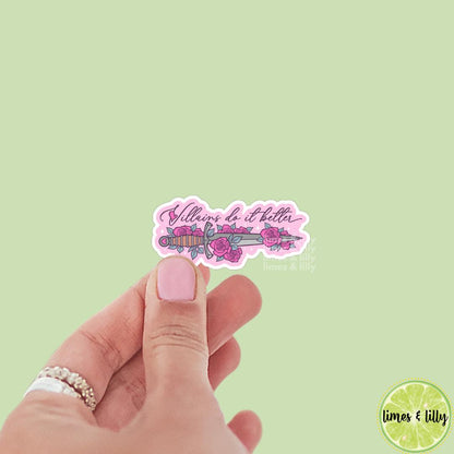 Villains Do It Better Floral Sword Vinyl Sticker | Kindle Stickers | Water Bottle Sticker | Bookish Stickers | Romantasy Book Merch