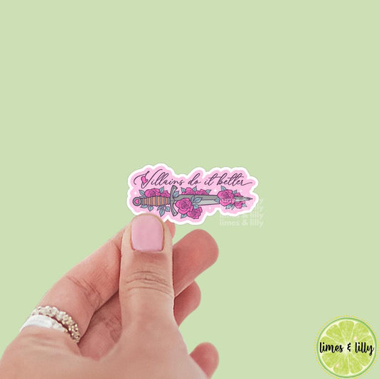 Villains Do It Better Floral Sword Vinyl Sticker | Kindle Stickers | Water Bottle Sticker | Bookish Stickers | Romantasy Book Merch