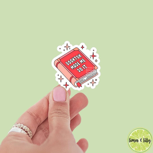 Booktok Made Me Do It Red Book Vinyl Sticker | Book Sticker | Bookish Stickers | Kindle Stickers | Trendy Stickers