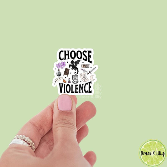 Choose Violence Violet Vinyl Sticker | Book Inspired | Bookish Stickers | Kindle Stickers | Laptop | Decal | Romantasy Book Merch
