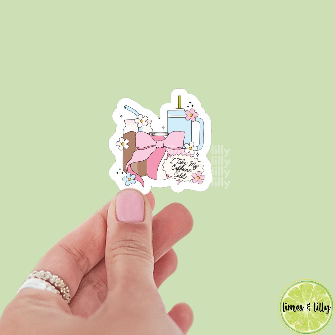 I Take My Caffeine Cold Vinyl Sticker | Vinyl Decal | Kindle Stickers | Bookish Stickers | Water Bottle Sticker