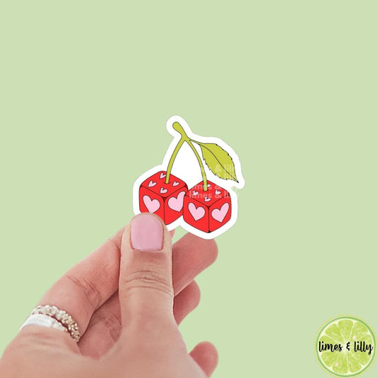 Cherry Dice Hearts Vinyl Sticker | Girly Sticker | Cute Sticker | Kindle Stickers | Bookish Stickers | Cute Stickers