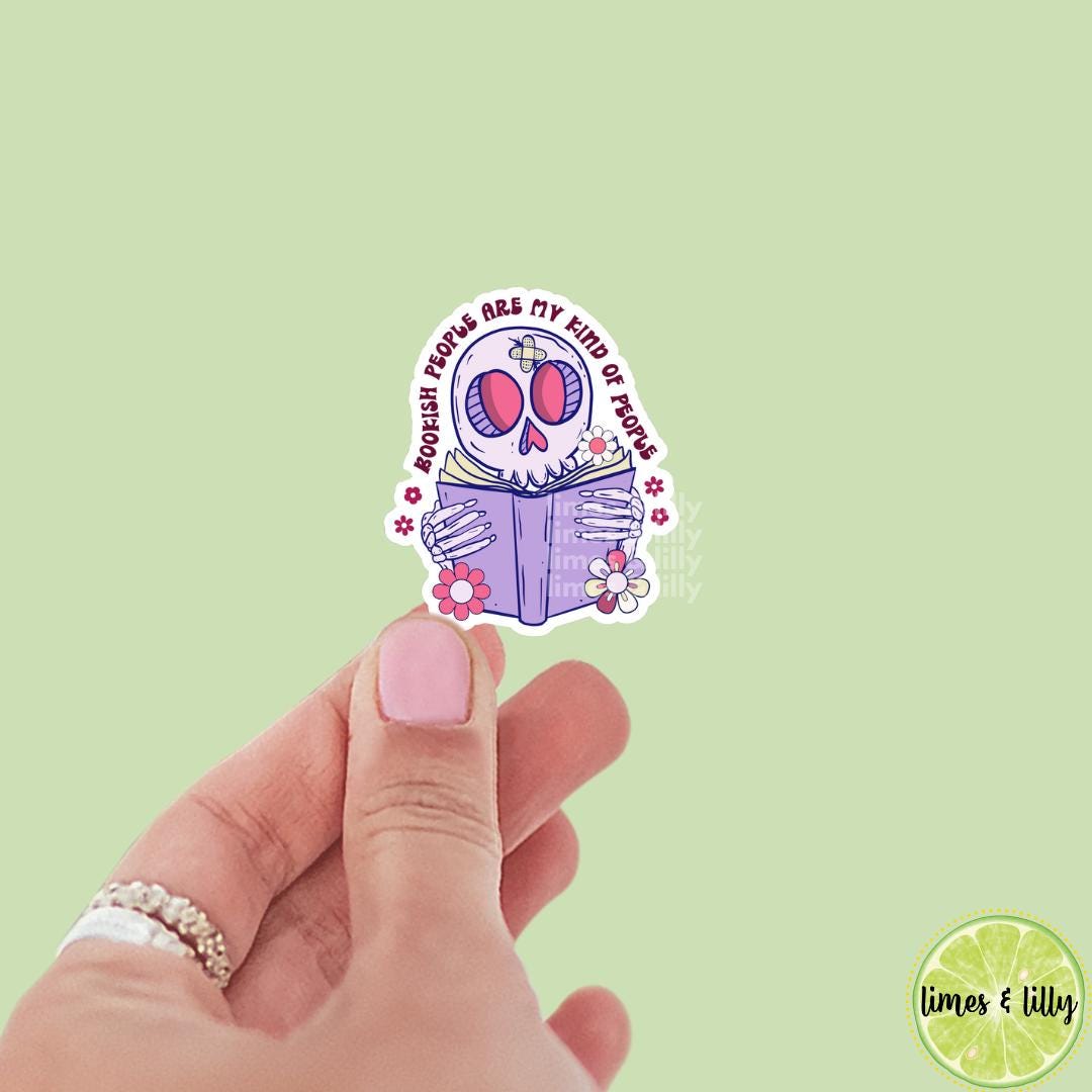 Bookish People are My Kind of People Skeleton Reading Vinyl Sticker | Kindle Stickers | Bookish Stickers | Mood Reader