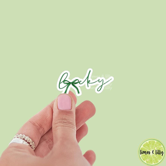 Lucky Coquette Green Bow Word Vinyl Sticker | St. Patrick’s Day Sticker | Irish Sticker | Kindle Stickers | Laptop |