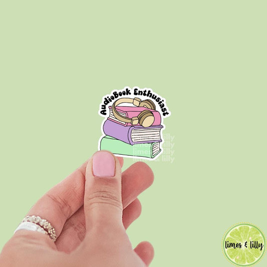 Audiobook Enthusiast Headphones Book Stack Vinyl Sticker | Book Sticker | Bookish Stickers | Kindle Stickers | Book Lover | Romance Tropes
