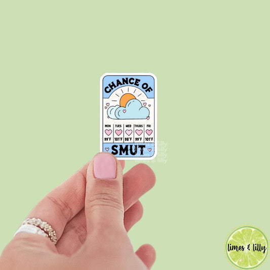 Chance of Smut Weather 100% Vinyl Sticker | Kindle Stickers | Bookish Stickers | Smutty Stickers | Cute Stickers | Trendy Stickers