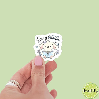 Spring Reading Not Cleaning Cute Bunny Vinyl Sticker | Kindle Sticker | Bookish Stickers | Laptop Sticker | Trendy Stickers