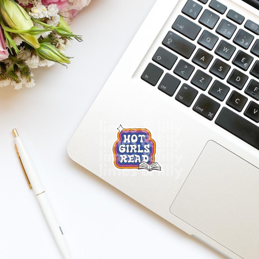 Hot Girls Read Books Retro Quote Vinyl Sticker | Kindle Stickers | Bookish Stickers | Bookish Sticker | Sticker Quote