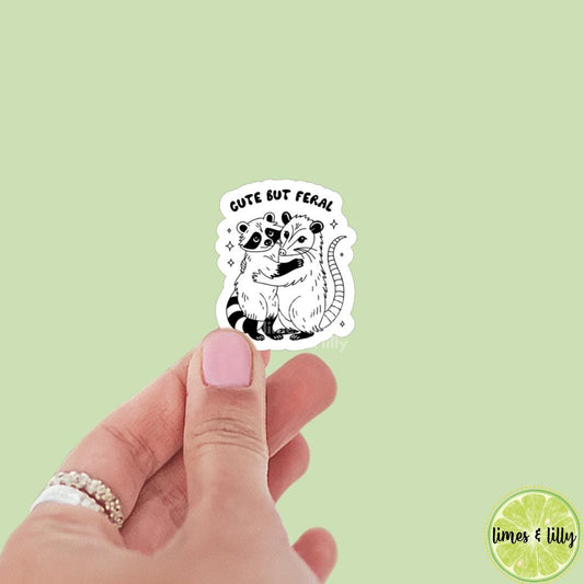 Cute But Feral Racoon Vinyl Sticker | Kindle Stickers | Kindle Girl | Trendy Stickers | Cute Stickers | Cute Stickers
