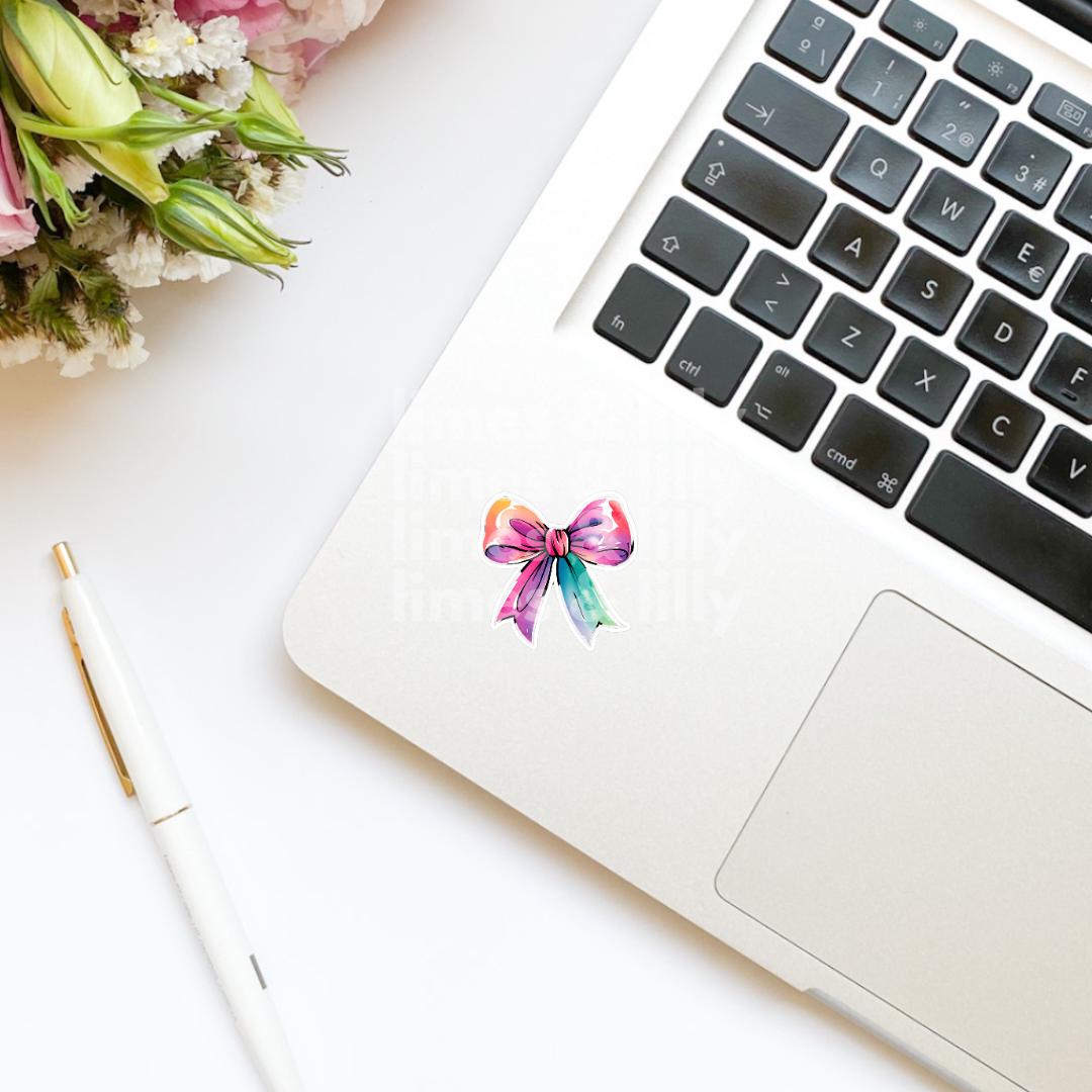Coquette Rainbow Pretty Bow Vinyl Sticker | Trendy Stickers | Cute Stickers | Kindle Stickers | Water Bottle Stickers |