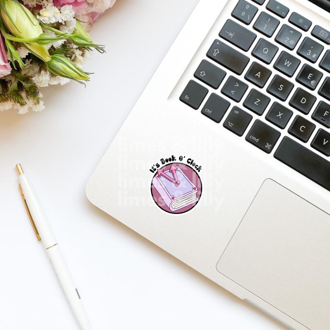 It’s Book O’Clock Alarm Clock Vinyl Sticker, kindle stickers, laptop, bookish stickers, decal, water bottle, time