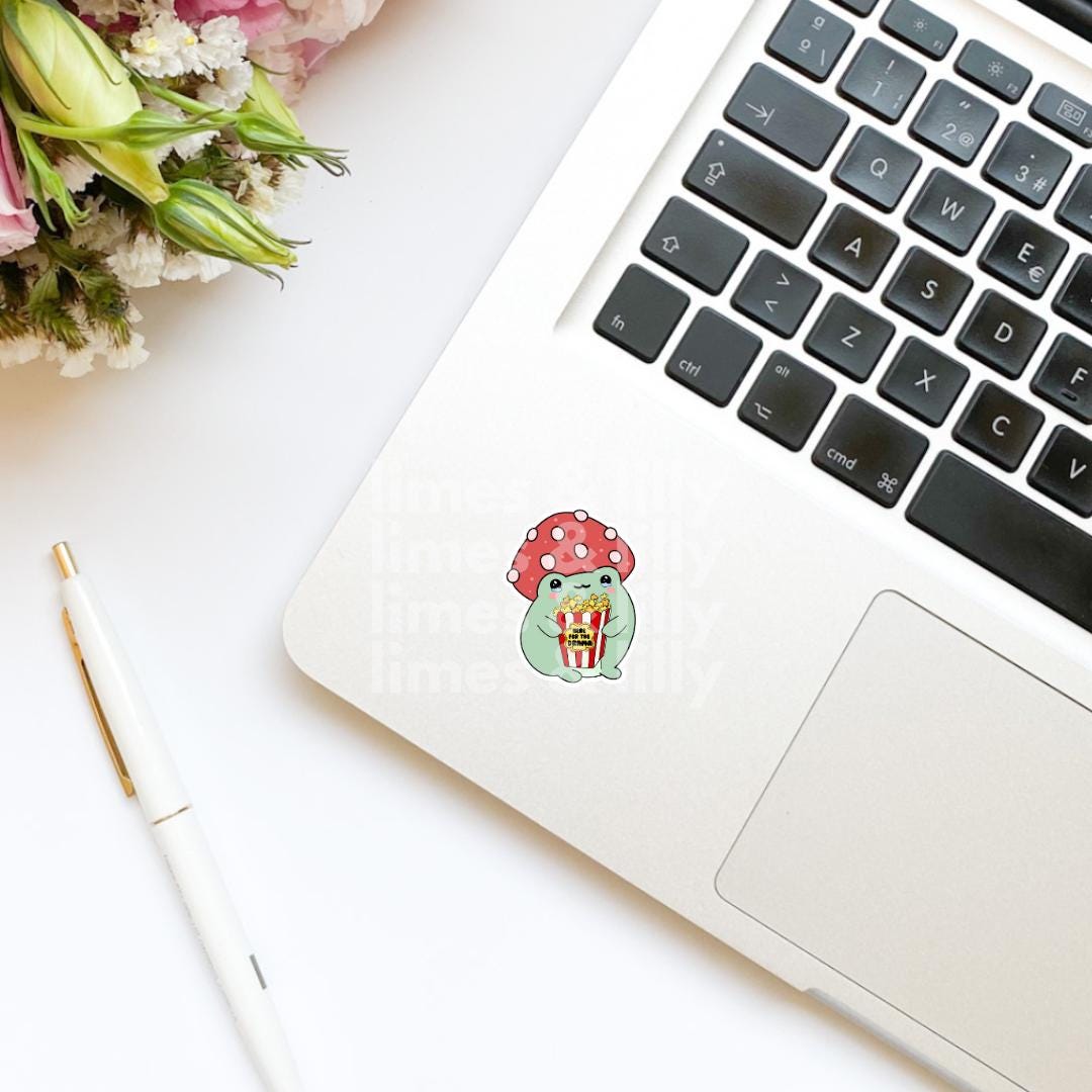 Here for the Drama Popcorn Box Toad Mushroom Vinyl Sticker | Kindle Stickers | Water Bottle Sticker | Funny Sticker | Trendy Sticker