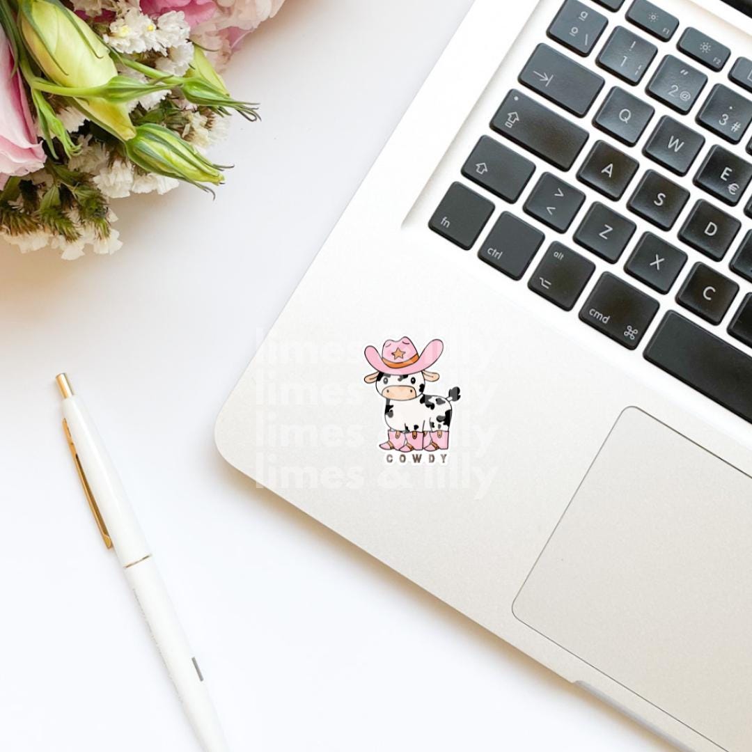 Cowdy Cute Cow Vinyl Sticker | Book Stickers | Cowboy Stickers | Cowgirl | Howdy Sticker | Bookish Stickers | Kindle Stickers | Decal
