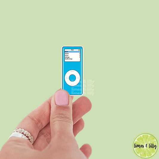 iPod Nano MP3 Player Old School Blue Vinyl Sticker | Kindle Stickers | Y2K | 2000s | Retro | Millennials | Nostalgia |