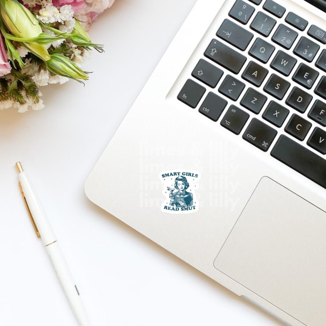 Smart Girls Read Smut Vintage Retro Woman Vinyl Sticker | Bookish Stickers | Kindle Stickers | Sticker Quote | Laptop Sticker | Quotes