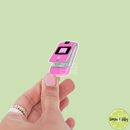 RAZR Pink Cell Phone Flip Phone Vinyl Sticker | Kindle Stickers | Y2K | 2000s | Retro | Water Bottle Stickers | Millennials | Nostalgia |