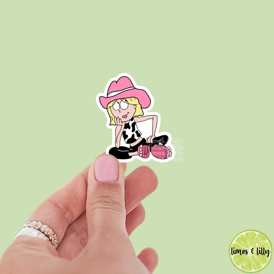 Y2K 90s Lizzie Cowgirl Hat Cartoon Vinyl Sticker | Bookish Stickers | Kindle Stickers | Decal | Retro | Nostalgia
