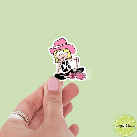 Y2K 90s Lizzie Cowgirl Hat Cartoon Vinyl Sticker | Bookish Stickers | Kindle Stickers | Decal | Retro | Nostalgia