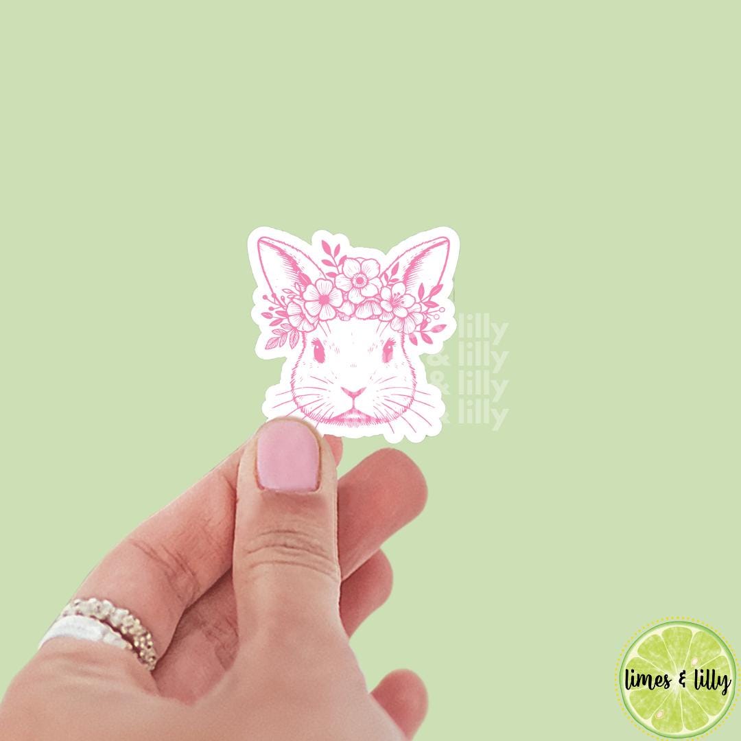 Vintage Easter Bunny Floral Crown Vinyl Sticker | Trendy Stickers | Cute Stickers | Kindle Stickers | Water Bottle Sticker