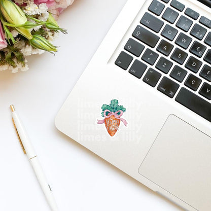Happy Easter Cute Carrot Coquette Bow Vinyl Sticker | Trendy Stickers | Cute Stickers | Kindle Stickers | Water Bottle Sticker
