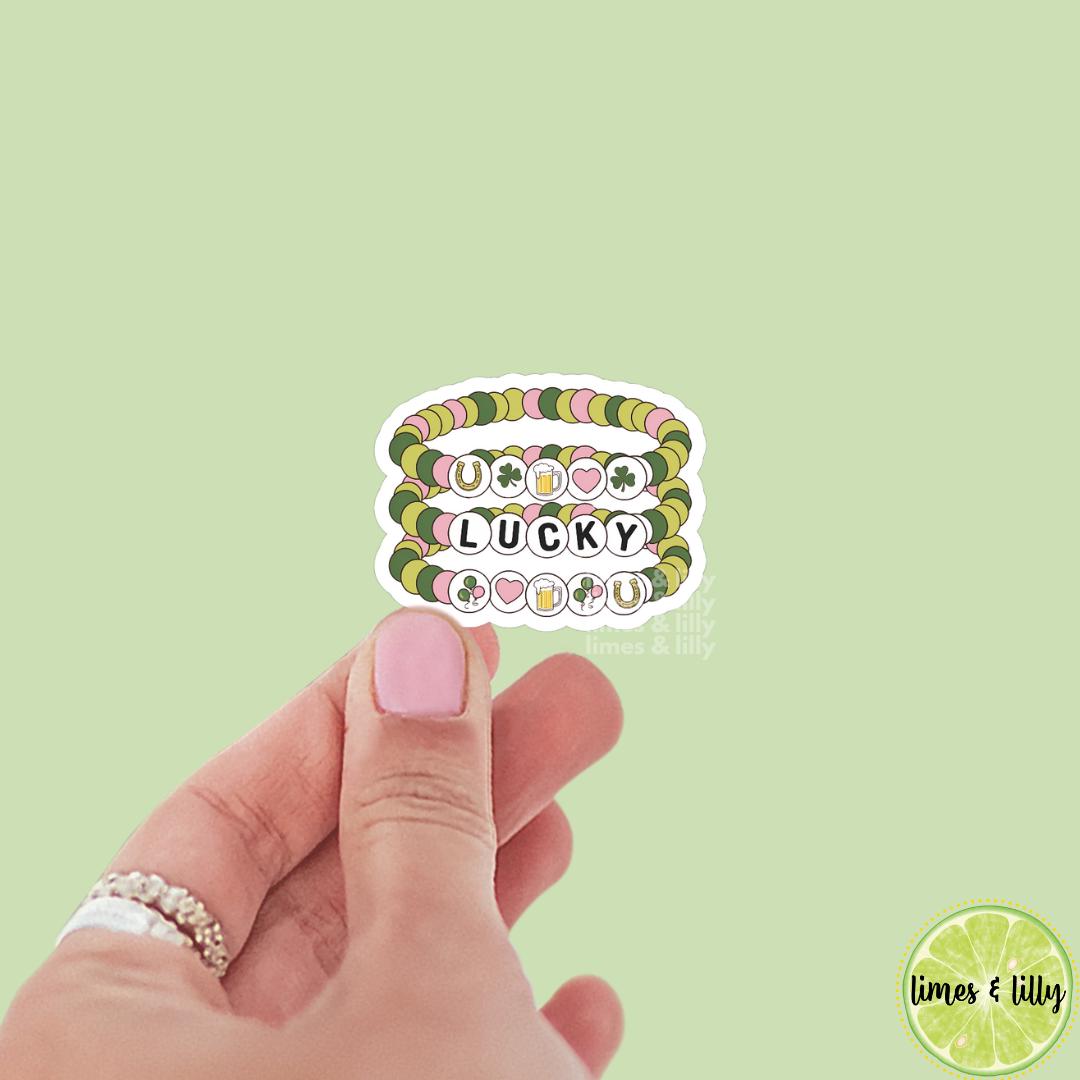 Lucky Friendship Bracelet Stack Vinyl Sticker | St. Patrick’s Day Sticker | Irish Sticker | Kindle Stickers | Bookish Stickers |