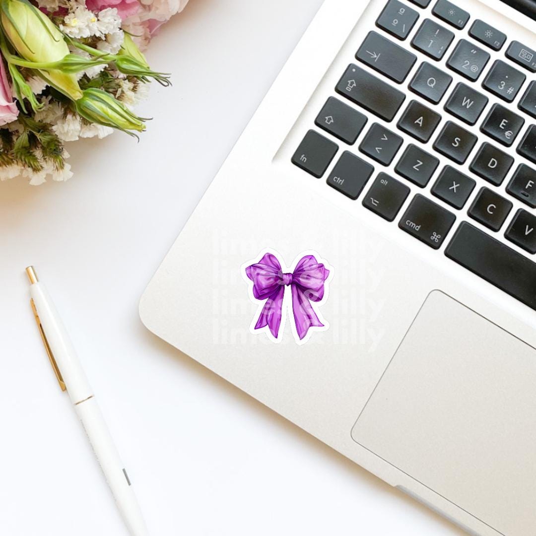 Coquette Purple Bow Vinyl Sticker | Girly Sticker | Kindle Stickers | Cute Stickers | Laptop | Water Bottle Sticker | Preppy