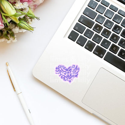 Sorry, I’m Fully Booked Heart Words Purple Vinyl Sticker | Kindle Sticker | Bookish Stickers | Bookish Sticker | Sticker Quote
