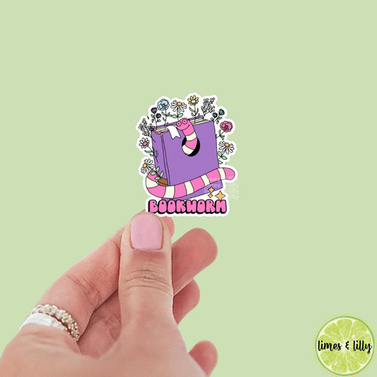 Bookworm Floral Books Vinyl Sticker | Kindle Stickers | Book Club | Bookish Stickers | Die Cut