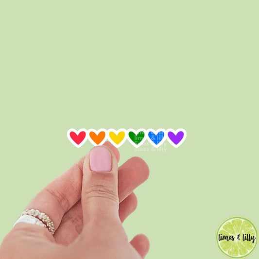 Rainbow Hearts Vinyl Sticker | Pride Stickers| Inclusive pride sticker | Social justice stickers | LGBTQIA sticker