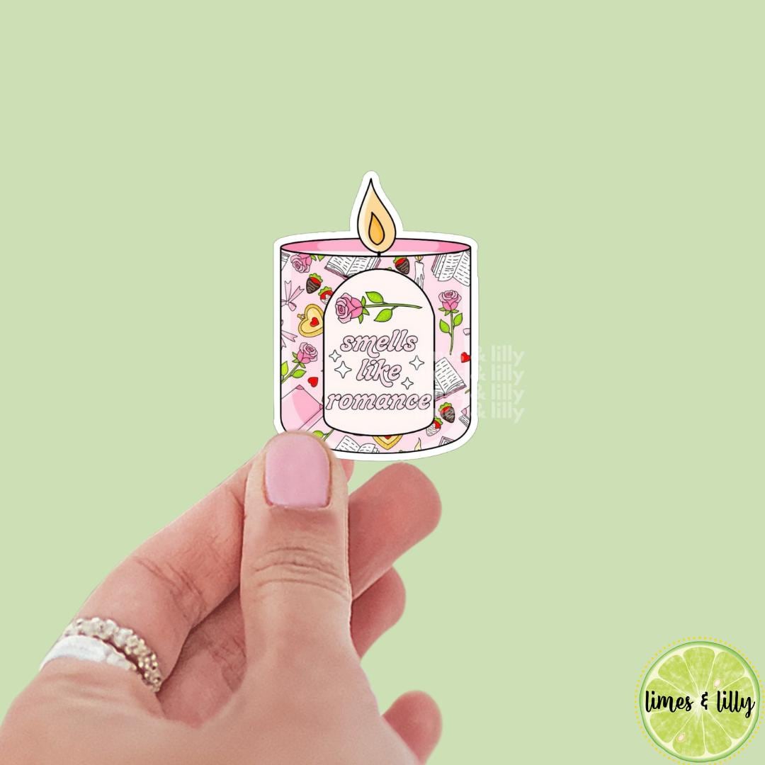 Smells Like Romance Candle Vinyl Sticker | Girly | Water Bottle Sticker | Bookish Stickers | Kindle Stickers | Book Lover