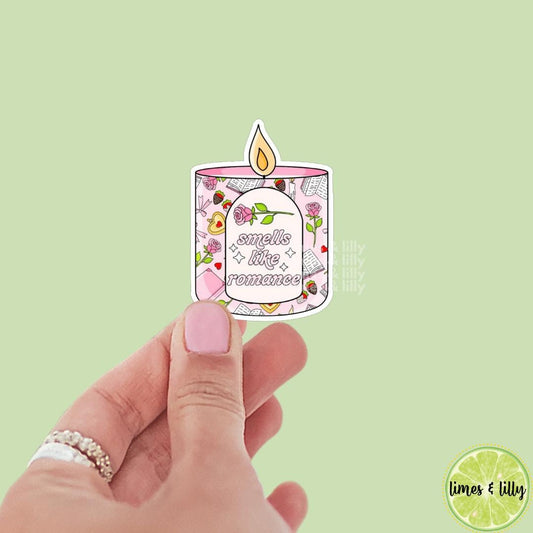 Smells Like Romance Candle Vinyl Sticker | Girly | Water Bottle Sticker | Bookish Stickers | Kindle Stickers | Book Lover