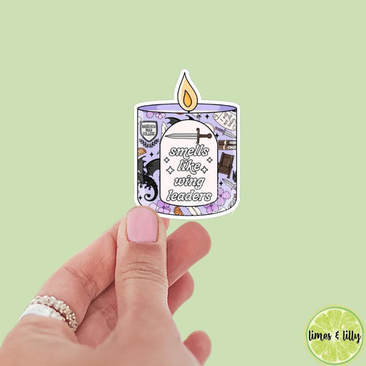 Smells Like Wing Leaders Candle Vinyl Sticker | Water Bottle Sticker | Bookish Stickers | Kindle Stickers | Book Lover | Romantasy